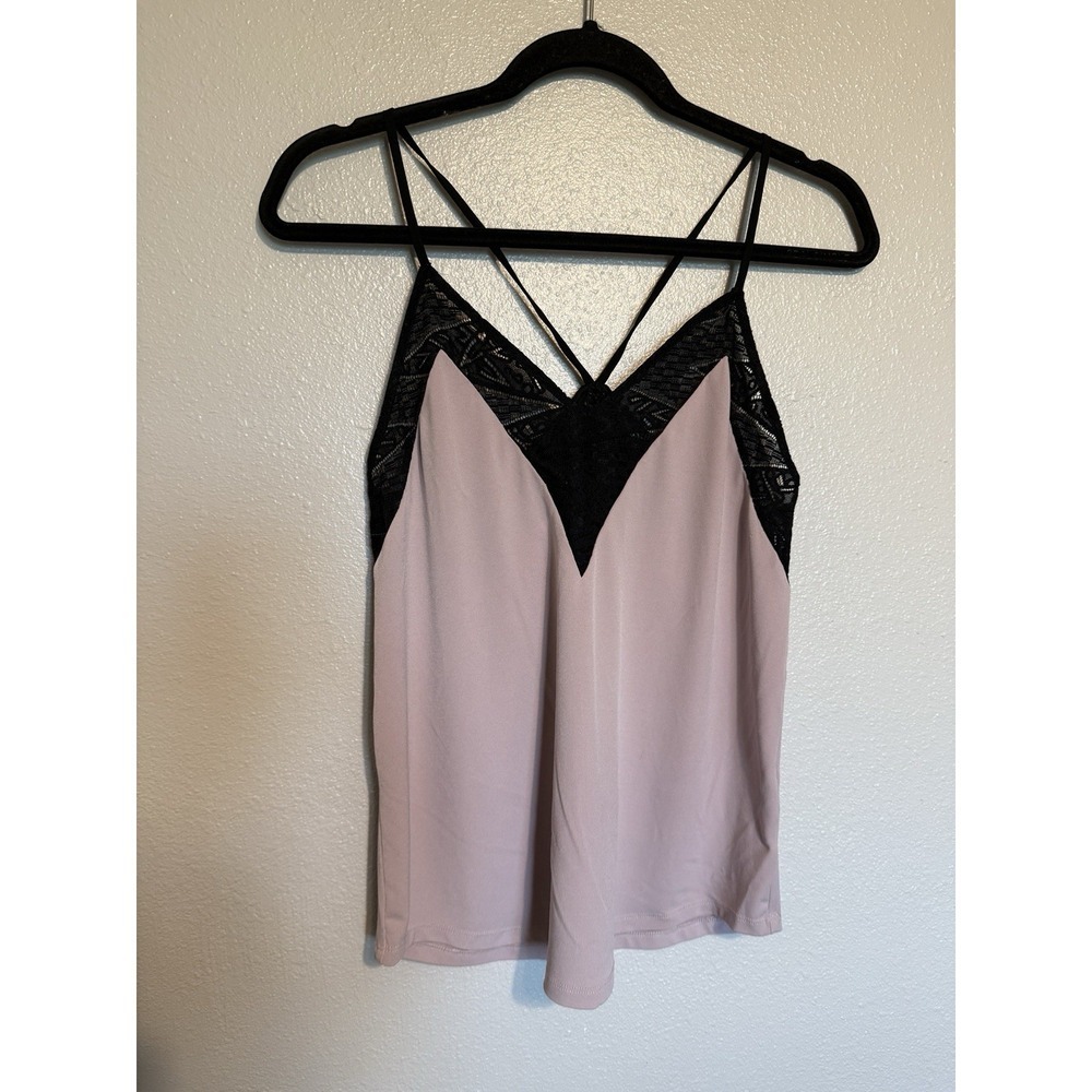 Express Women Sleeveless Spaghetti Strap Black Lace Purple Cami‎ Tank Top XS